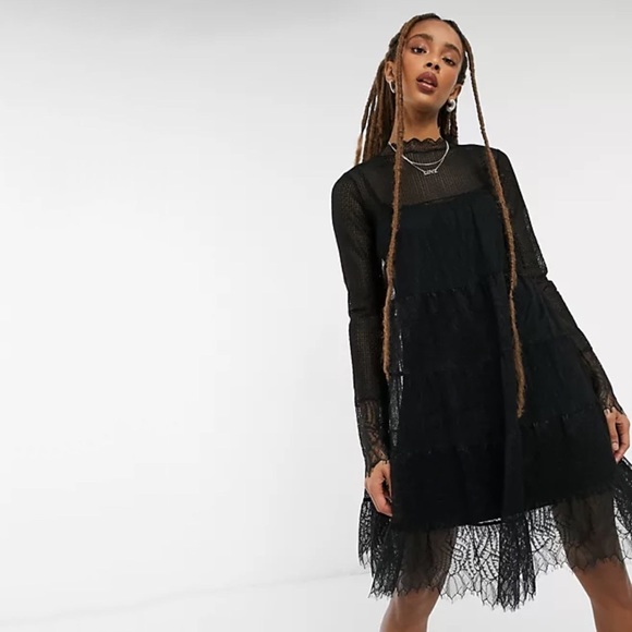 All Saints Dresses & Skirts - ALLSAINTS Briella Black Lace Shift Dress Size 4